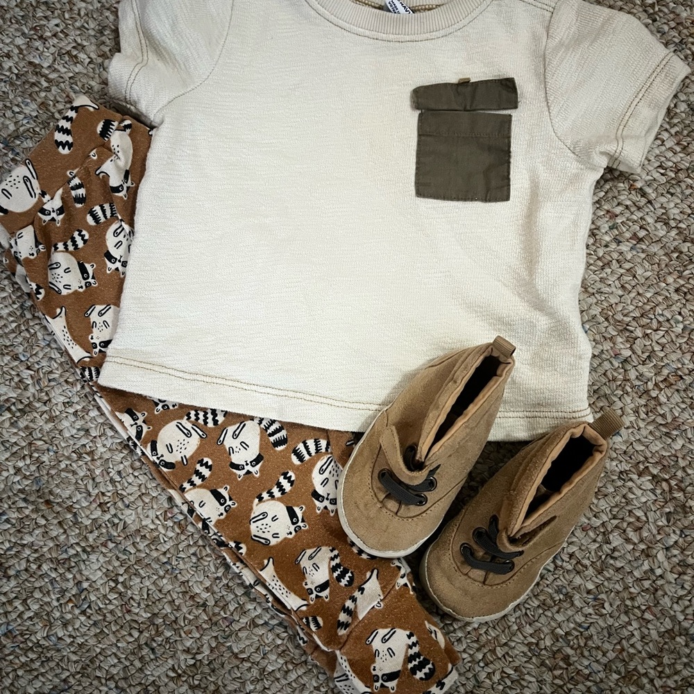 Kids Cream and Brown Shirt with Pocket